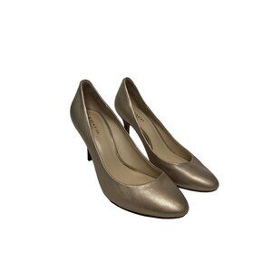 Coach Metallic Gold Round Toe Work Leather Pumps Formal Heels Size 7.5